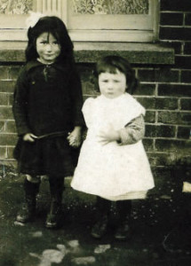 Black and white picture of two young girls