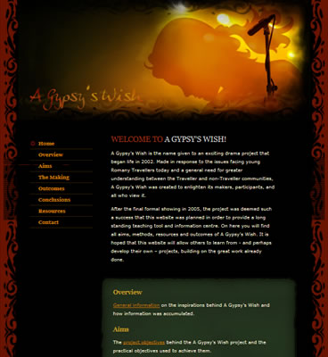 A screenshot of website called 'A Gypsy's Website'