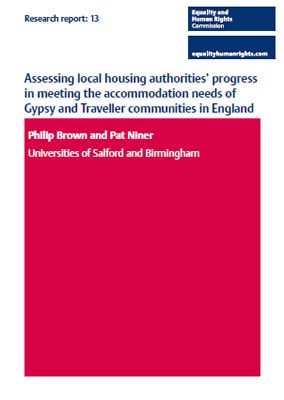 Front cover of research report 'Assessing local housing authorities' progress in meeting the accommodation needs of Gypsy and Traveller communities in England'