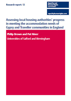 Front cover of research report 'Assessing local housing authorities' progress in meeting the accommodation needs of Gypsy and Traveller communities in England'