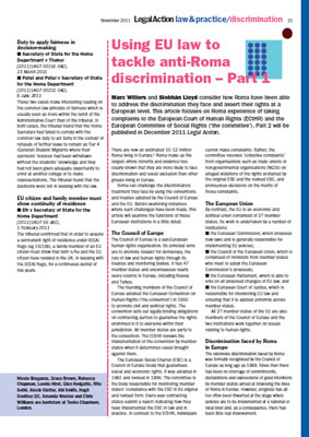 Thumbnail of the report 'Using EU law to tackle anti-Roma discrimination - Part 1'