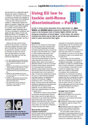 Thumbnail of the report 'Using EU law to tackle anti-Roma discrimination - Part 2'
