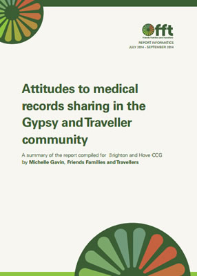 thumbnail of report cover for 'Attitudes to medical records sharing in the Gypsy and Traveller community' by FFT