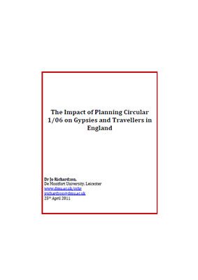thumbnail of report 'the impact of Planning circular 1/06 on Gypsies and Travellers in England'