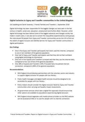 Thumbnail of report cover 'Digital Exclusion in Gypsy and Traveller communities in the United Kingdom'