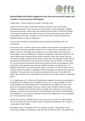 Thumbnail of report for 'National Maternirty Review Engagement and Outreach work with Gypsies and Travellers: Focus Group for NHS England'