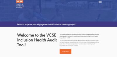 Picture of VCSE Inclusion Health Audit Tool Website