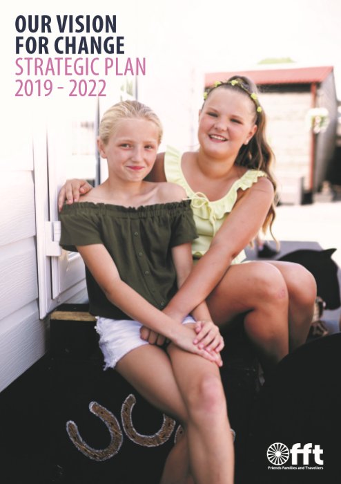 Picture of two girls on Front Page of Friends Families and Travellers Vision for Change Strategic Plan 2019-2022