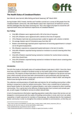 Document with text regarding health status of liveaboard boaters