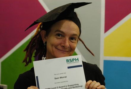 Picture of Sam Worral with RSPH certificate