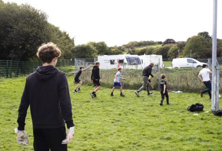 Boys playing football